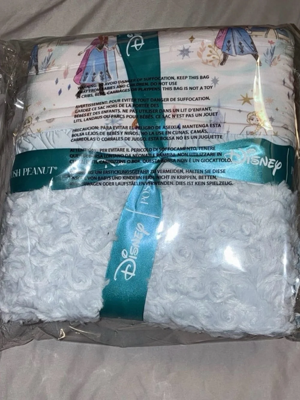 POSH PEANUT DISNEY ELSA & ANNA MINKY RUFFLED LUXE PATOO BLANKET